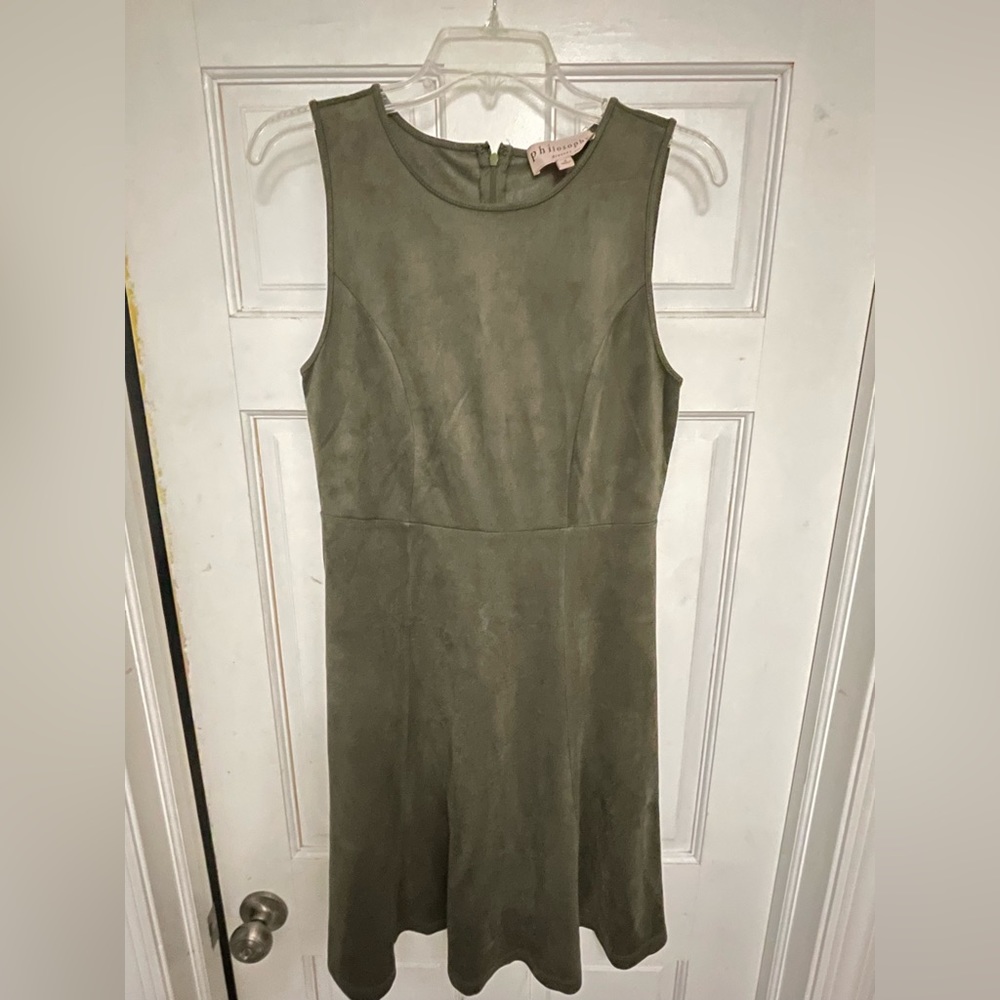 Philosophy faux suede olive green short dress. Both casual and can be dressed up